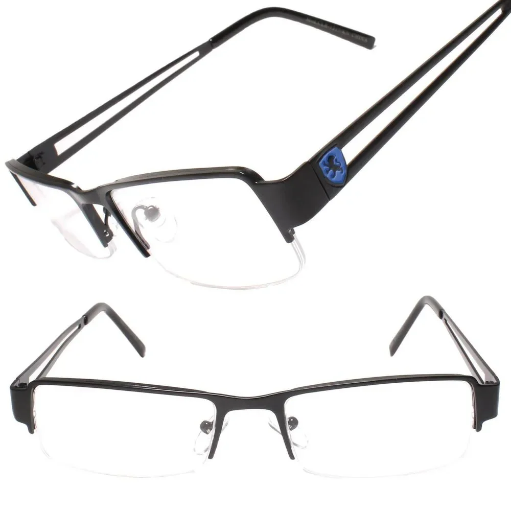 Khan Designer Casual stylish Smart Clear Lens Black Semi Rimless Eye Glasses